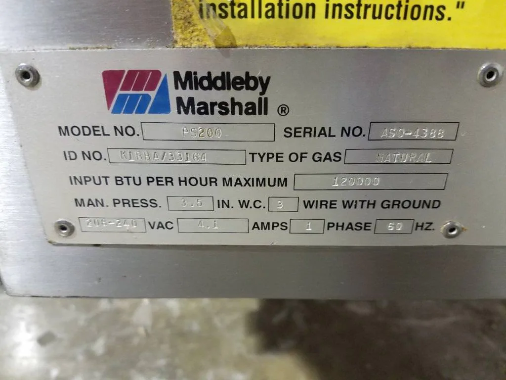 Middleby Marshall PS200 Nat. Gas Pizza Conveyor Oven thumbnail 7