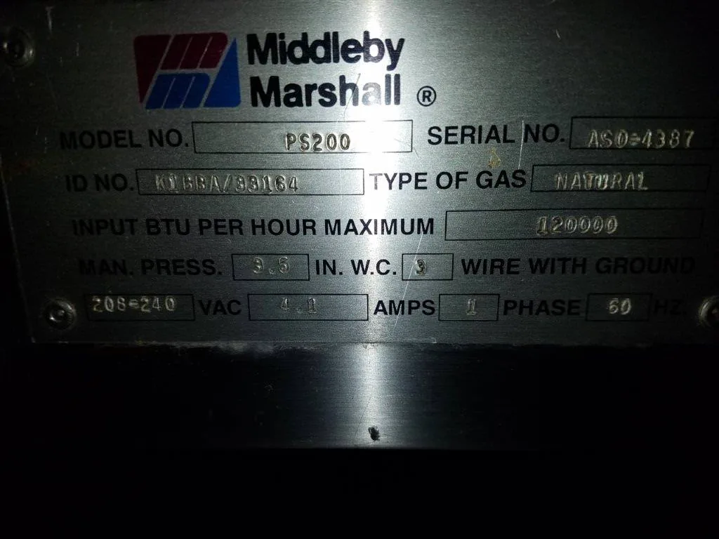 Middleby Marshall PS200 Nat. Gas Pizza Conveyor Oven thumbnail 8