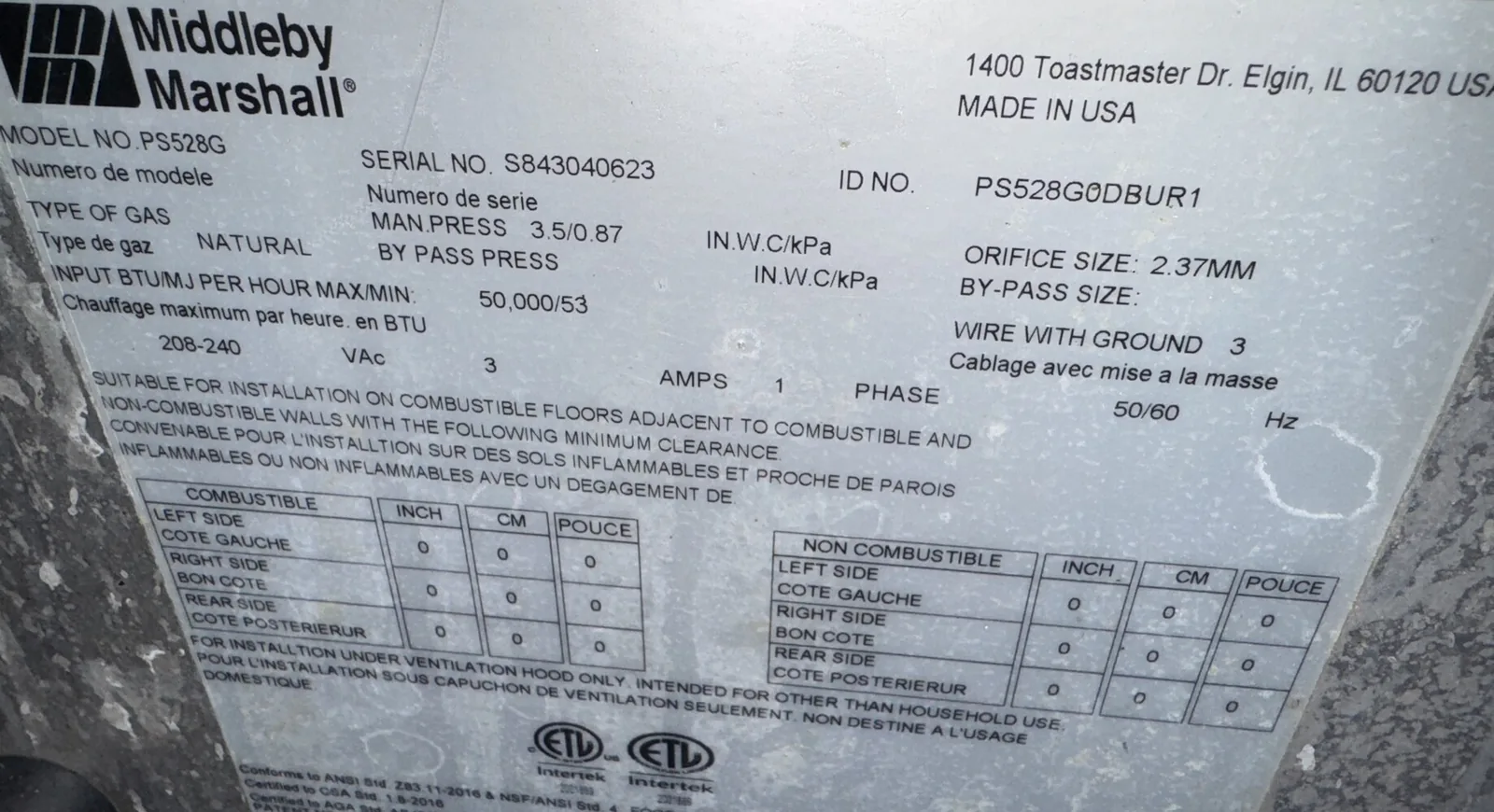 Middleby Marshall PS528g Natural Gas Conveyor Pizza Ovens thumbnail 10