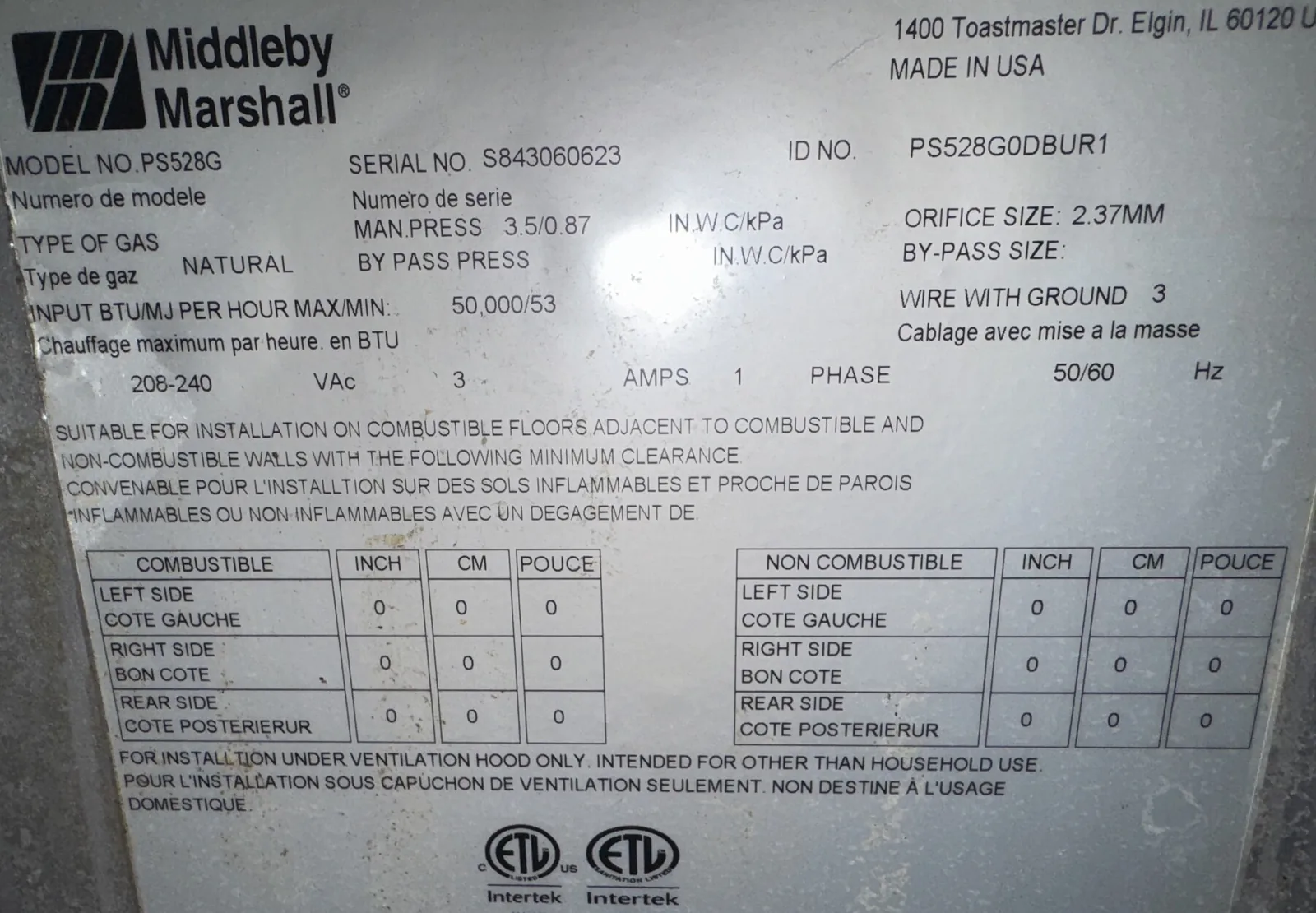 Middleby Marshall PS528g Natural Gas Conveyor Pizza Ovens thumbnail 8