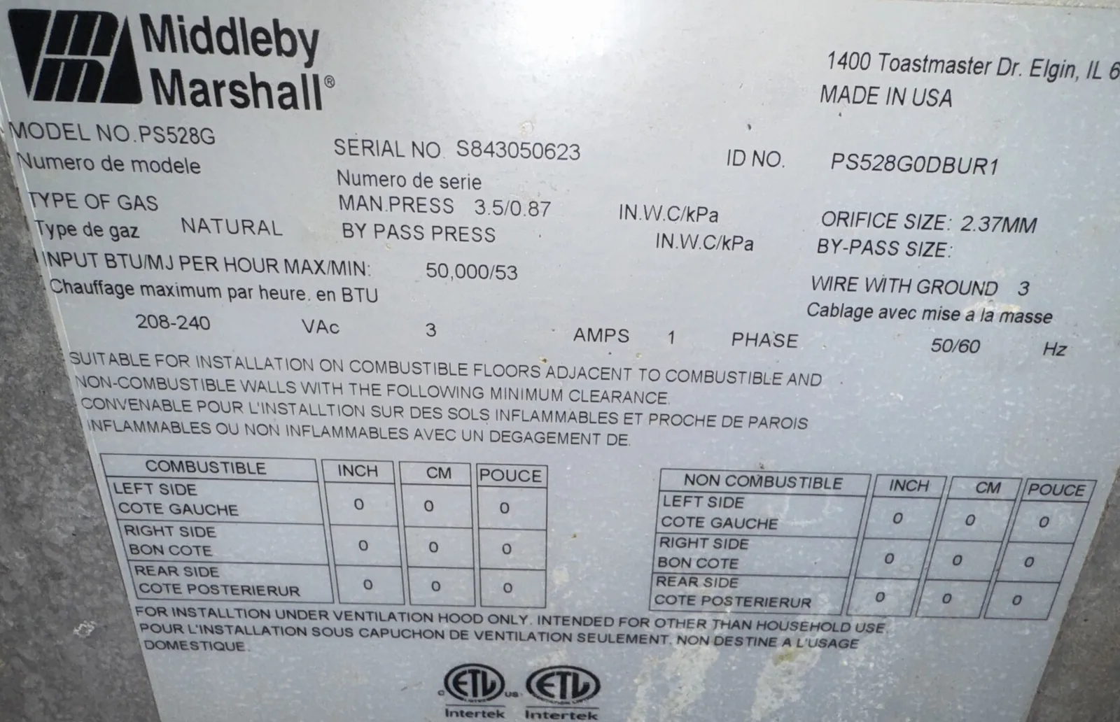 Middleby Marshall PS528g Natural Gas Conveyor Pizza Ovens thumbnail 9