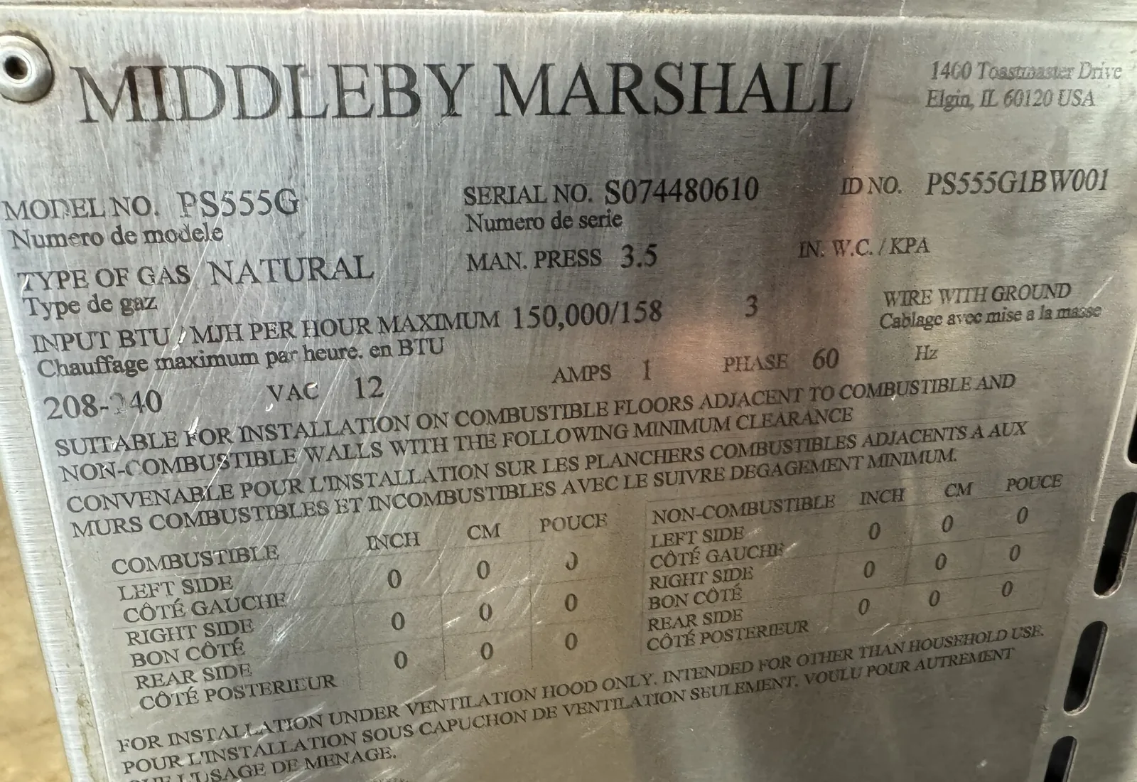 MIDDLEBY MARSHALL PS555 PIZZA CONVEYOR OVEN thumbnail 8
