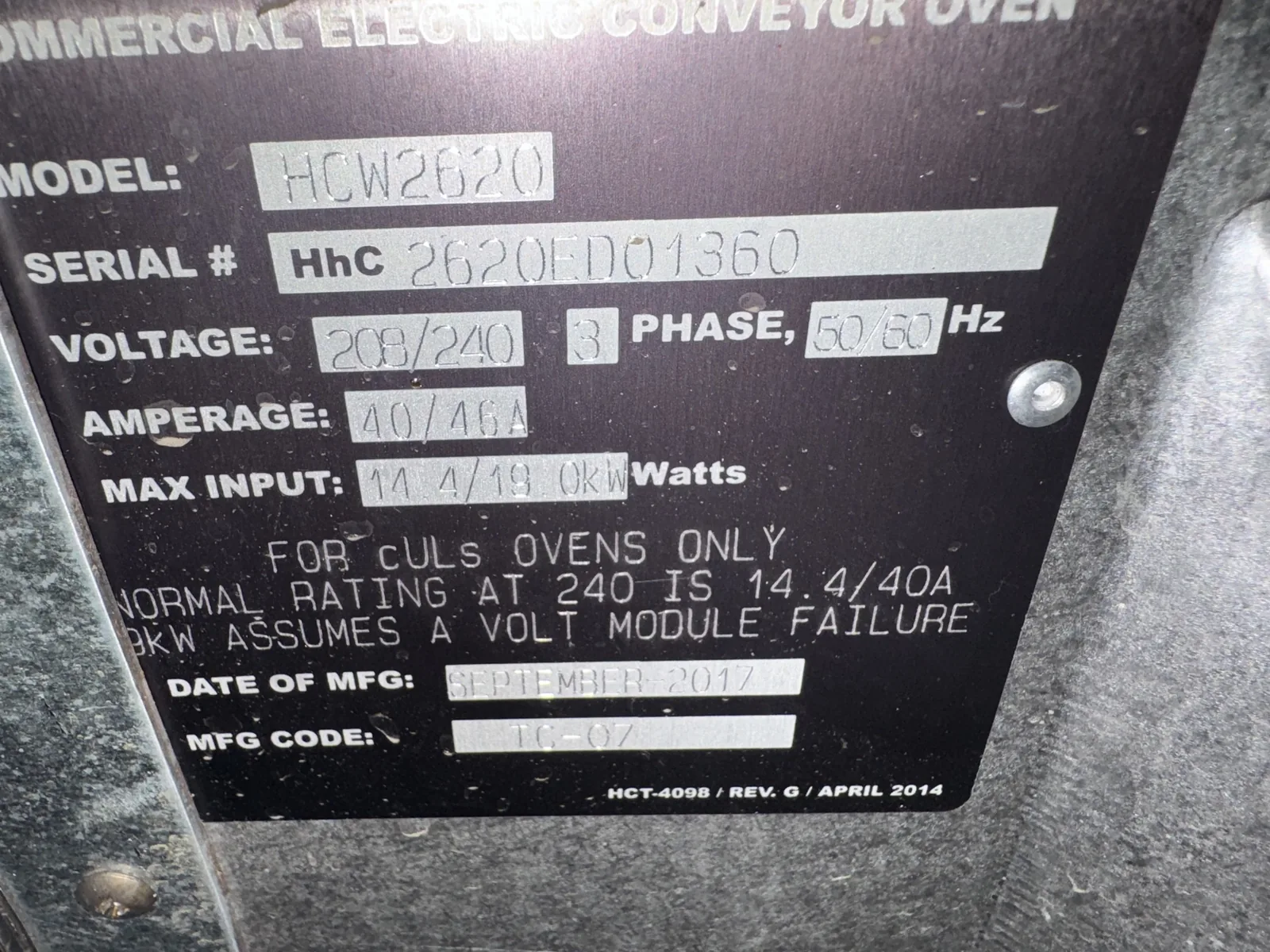 Turbochef hhc2620 Pizza Conveyor Oven thumbnail 8